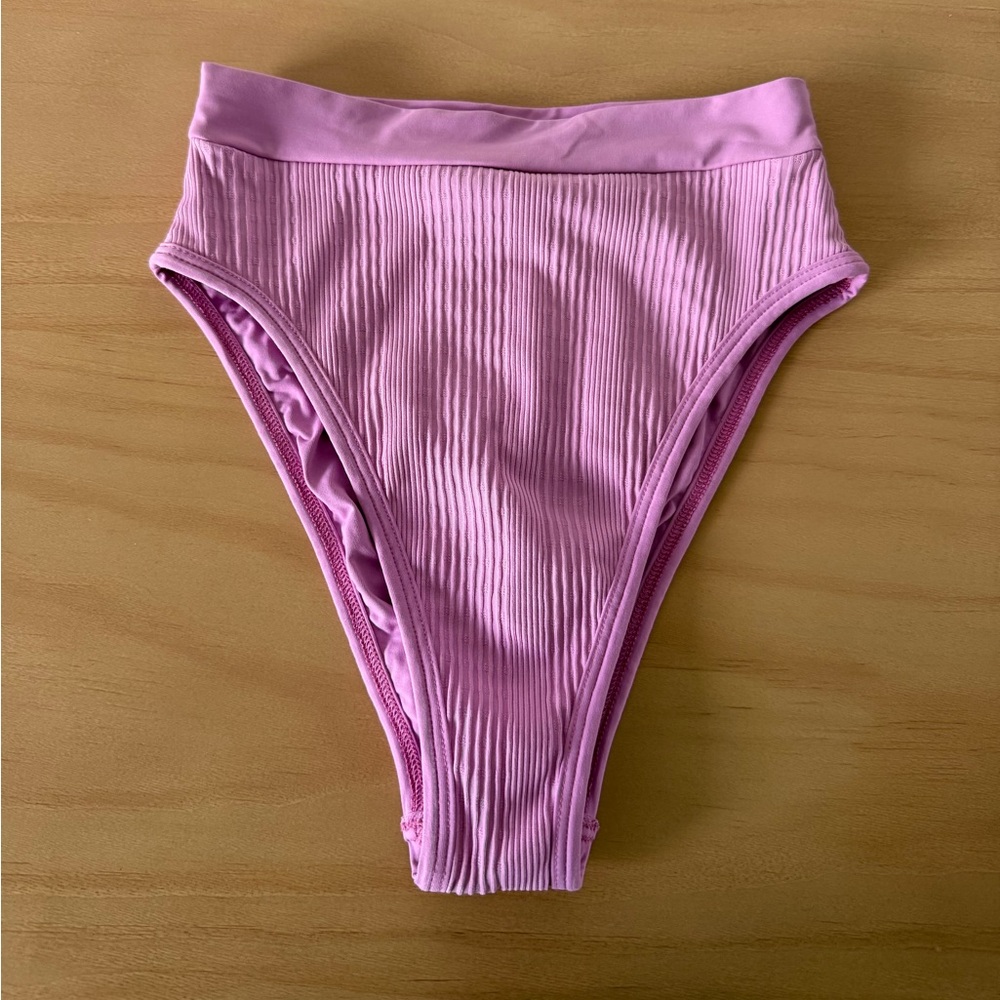 L*Space Pink Ribbed Bikini Bottom